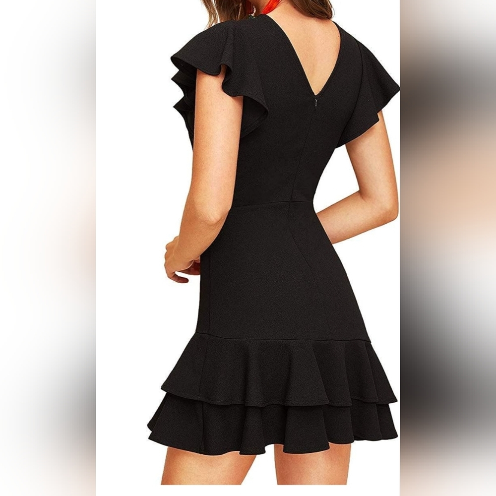 V Back Ruffled Hem Dress - Picture 3 of 3